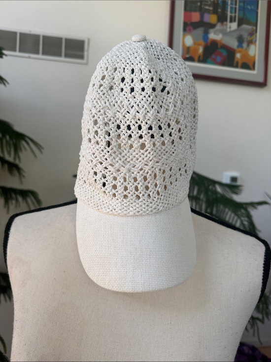 Accessories - Woven Crochet Baseball Cap - Cream